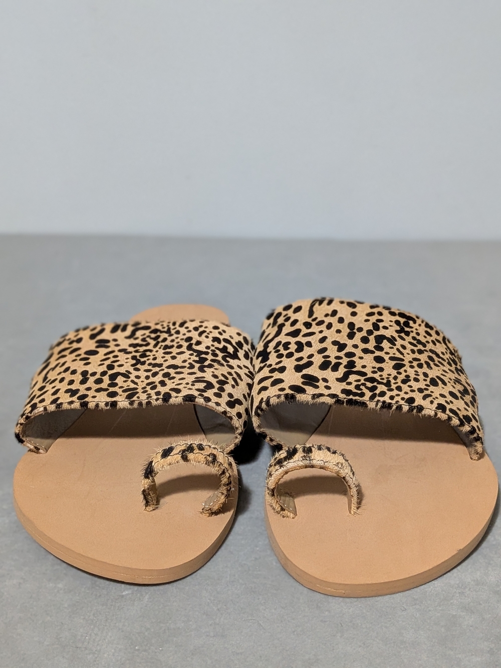 Array Leopard-Print Toe-Ring Slide Sandals - Beige/Black - Picture 5 of 6